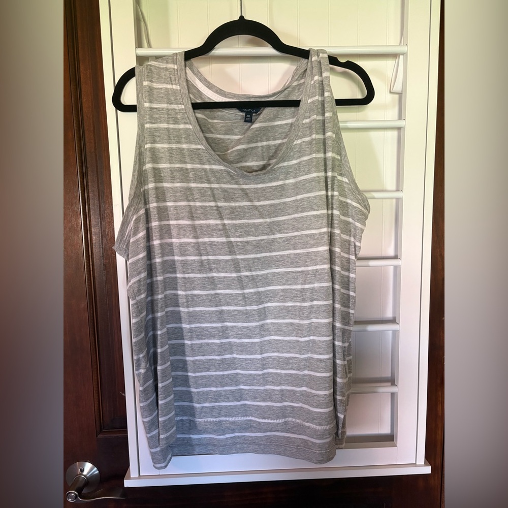 Náutica XXL Gray and White Stripped Tank Top